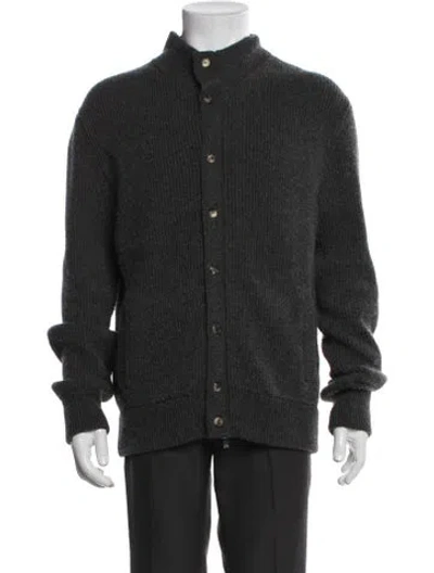 Pre-owned Isaia Cashmere Mock Neck Cardigan In Gray
