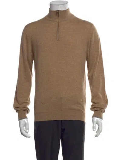 Pre-owned Isaia Cashmere Mock Neck Polo Sweater In Neutral