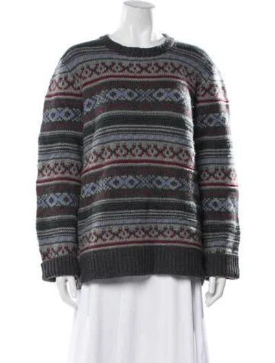 Pre-owned Isaia Cashmere Patterned Sweater In Grey