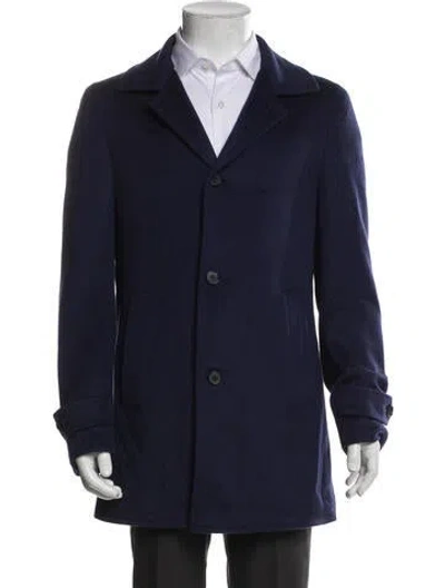 Pre-owned Isaia Cashmere Peacoat In Blue