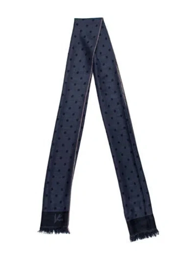 Pre-owned Isaia Cashmere Polka Dot Print Scarf W/ Tags In Blue