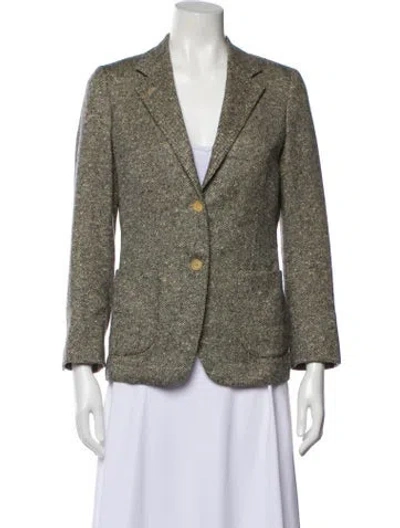 Pre-owned Isaia Cashmere Printed Blazer In Green
