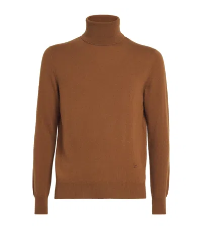 Isaia Cashmere Rollneck Sweater In Brown