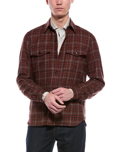 Isaia Cashmere Shirt In Burgundy
