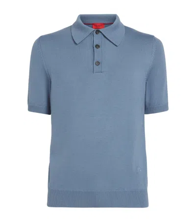 Isaia Cashmere-silk Knit Polo Shirt In Blue