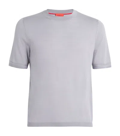 Isaia Cashmere-silk Knitted T-shirt In Grey