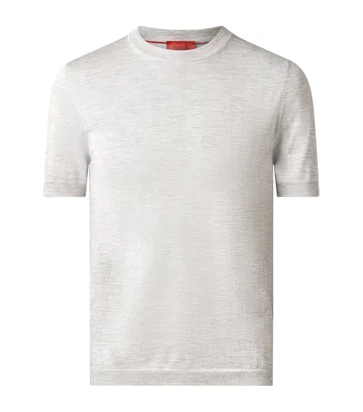Isaia Cashmere-silk Knitted T-shirt In Grey