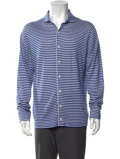 Pre-owned Isaia Cashmere Striped Shirt In Blue