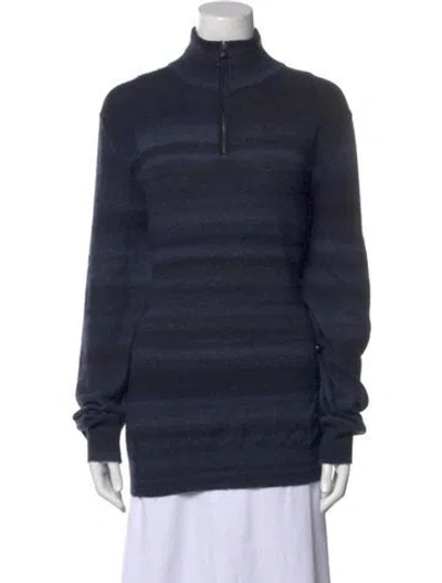 Pre-owned Isaia Cashmere Striped Sweater In Blue