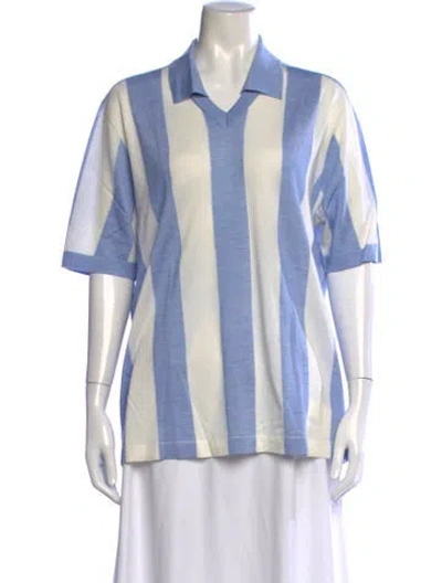 Pre-owned Isaia Cashmere Striped Sweater In Blue