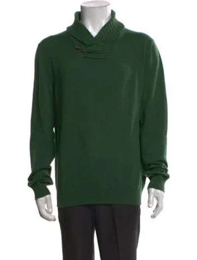 Pre-owned Isaia Cashmere Turtleneck Polo Sweater In Green