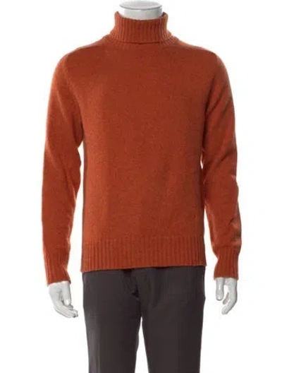 Pre-owned Isaia Cashmere Turtleneck Pullover In Orange