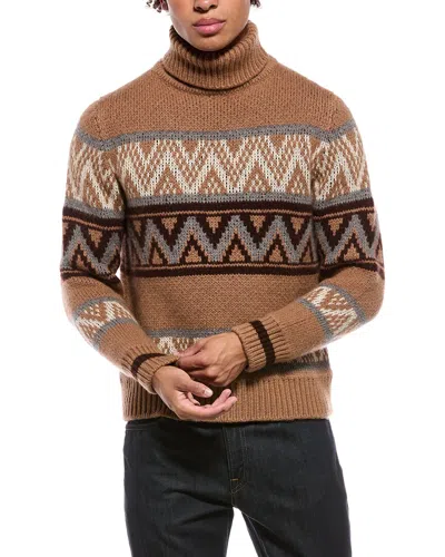 Isaia Cashmere Turtleneck Sweater In Brown