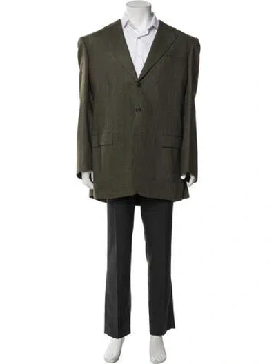 Pre-owned Isaia Cashmere Tweed Pattern Overcoat In Brown