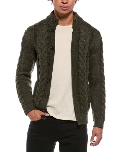 Isaia Cashmere-blend Cardigan In Green