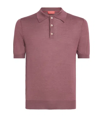 Isaia Cashmere-silk Polo Shirt In Pink