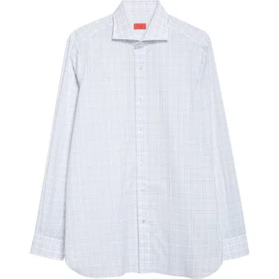 Isaia Check Button-up Shirt In Blue