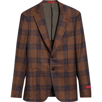 Isaia Check Donegal Tweed Sport Coat In Brown