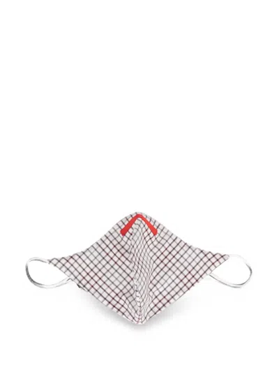Isaia Check Face Mask In White