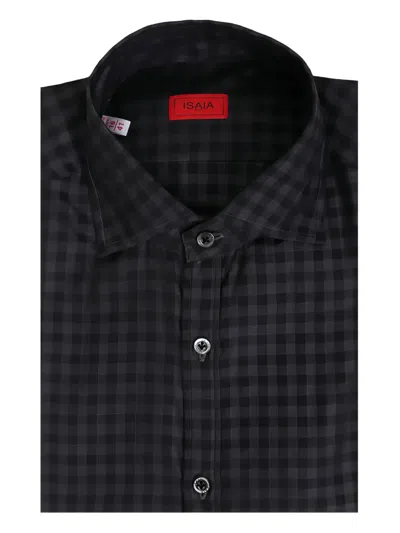 Isaia Checked-pattern Button Shirt In Black