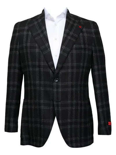 Isaia Checked-pattern Jacket In Black