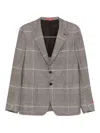 Isaia Checked Two-button Blazer In Gray