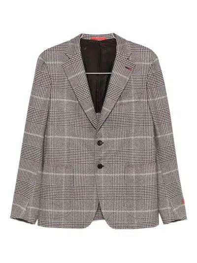 ISAIA CHECKED TWO-BUTTON BLAZER