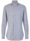 Isaia Man Shirt White Size 17 Cotton In 蓝色