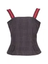 Isaia Check-pattern Corset-style Top In Gray