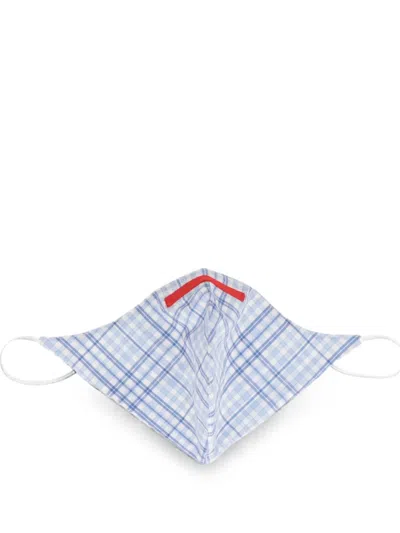 Isaia Check-pattern Face Mask In Blue