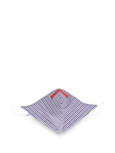 Isaia Check-pattern Face Mask In White