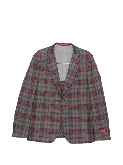 Isaia Check-pattern Notch-lapel Blazer In Multi