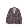 Isaia Check-pattern Notch-lapel Blazer In Grey/red