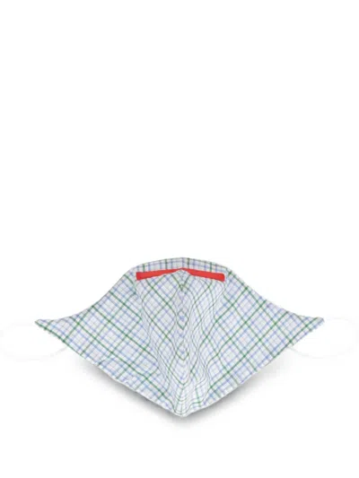 Isaia Check-print Face Mask In Blue