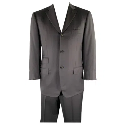 Pre-owned Isaia Chest Size 42 Black Wool Notch Lapel Suit