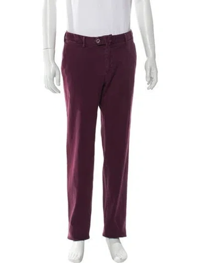 Pre-owned Isaia Chinos In Burgundy