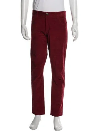 Pre-owned Isaia Chinos In Burgundy
