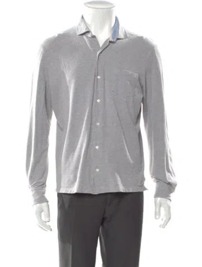Pre-owned Isaia Collar Long Sleeve Polo Shirt In Gray