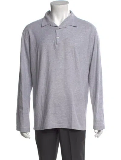 Pre-owned Isaia Collar Long Sleeve Polo Shirt In Gray