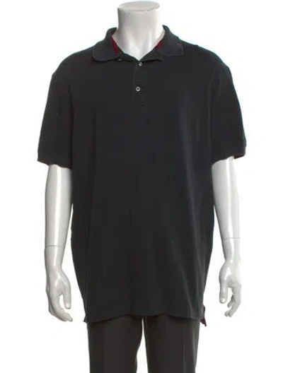 Pre-owned Isaia Collar Short Sleeve Polo Shirt In Black
