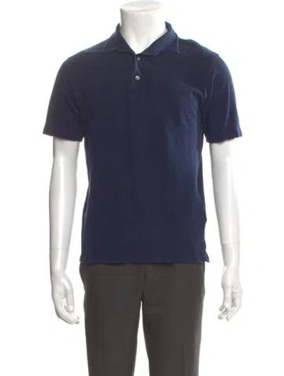 Pre-owned Isaia Collar Short Sleeve Polo Shirt In Blue