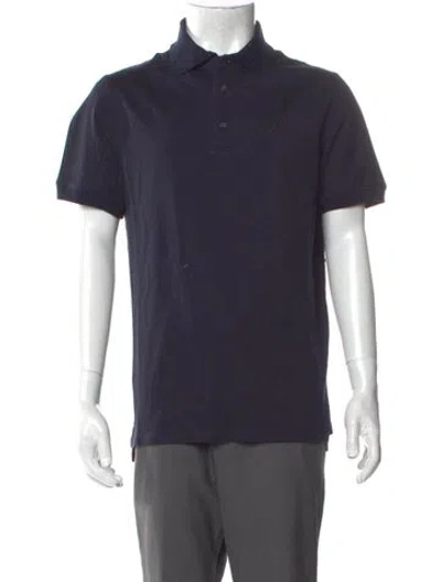 Pre-owned Isaia Collar Short Sleeve Polo Shirt In Blue