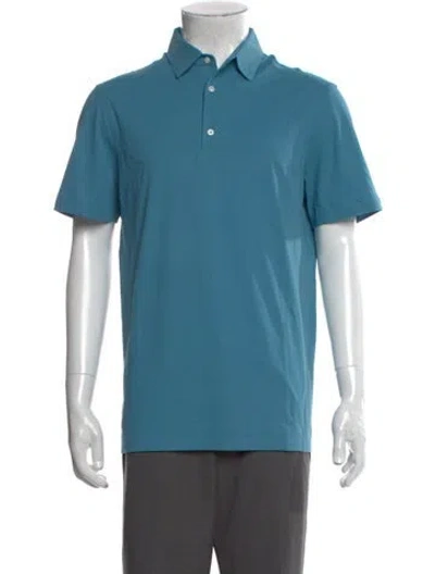 Pre-owned Isaia Collar Short Sleeve Polo Shirt In Blue