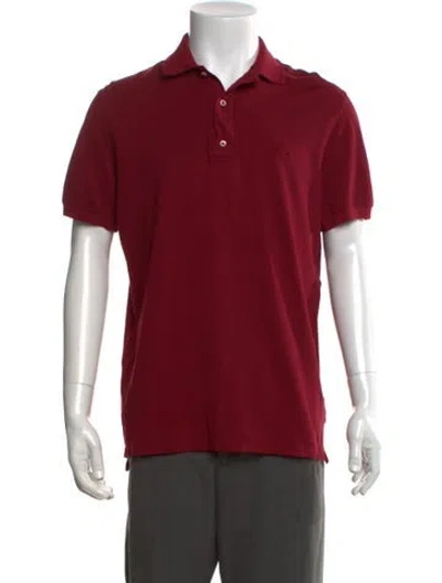 Pre-owned Isaia Collar Short Sleeve Polo Shirt In Burgundy