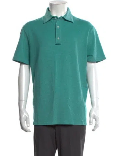 Pre-owned Isaia Collar Short Sleeve Polo Shirt In Green