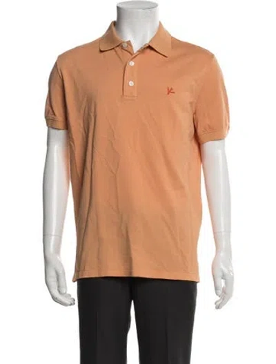 Pre-owned Isaia Collar Short Sleeve Polo Shirt In Orange
