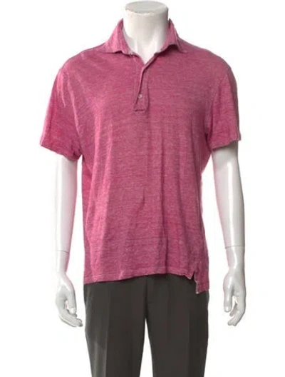 Pre-owned Isaia Collar Short Sleeve Polo Shirt In Pink