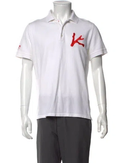 Pre-owned Isaia Collar Short Sleeve Polo Shirt In White