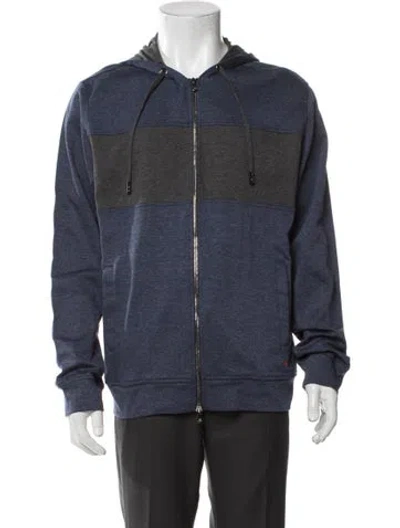Pre-owned Isaia Colorblock Pattern Jacket W/ Tags In Blue
