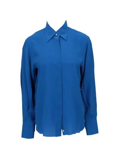 Isaia Concealed-front Long-sleeve Shirt In Blue